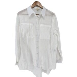 POL Ivory White Button Shirt Small Buttery Soft Lagenlook Minimalist Coastal